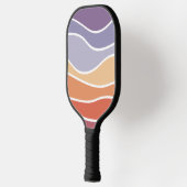 Paarse en oranje retro stijl golven pickleball paddle (Links)