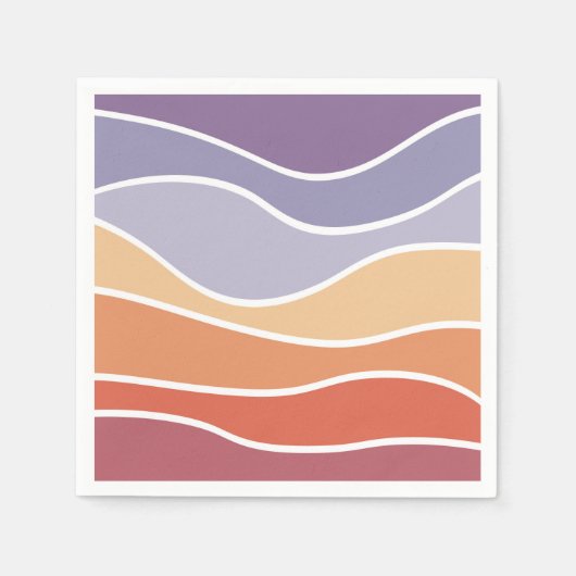 Paarse en oranje retro stijl golven servet (Voorkant)