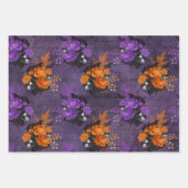 Paarse en Oranje Rozen Inpakpapier Vel (Voorkant)
