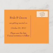 Paarse en Oranje Save the Date Briefkaart (Achterkant)