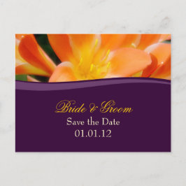 Paarse en Oranje Save the Date Briefkaart