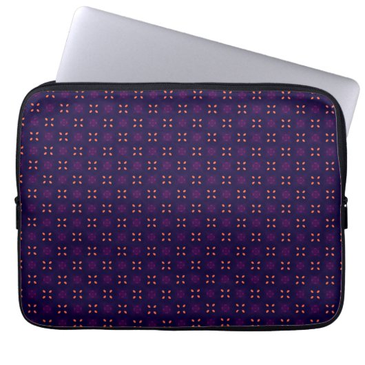 Paarse en Oranje Schoolgeest Sportteam Laptop Sleeve (Voorkant)