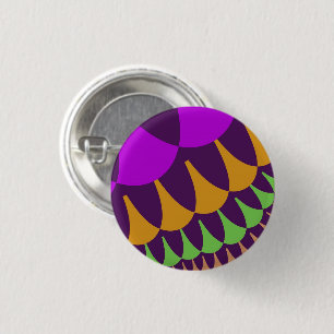 Paarse en oranje schubben ronde button 3,2 cm