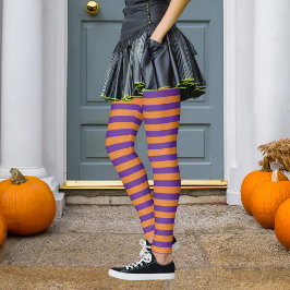 Paarse en Oranje stripper met heks Halloween Leggings