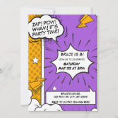 Paarse en Oranje stripuitnodiging Kaart (Voorkant)