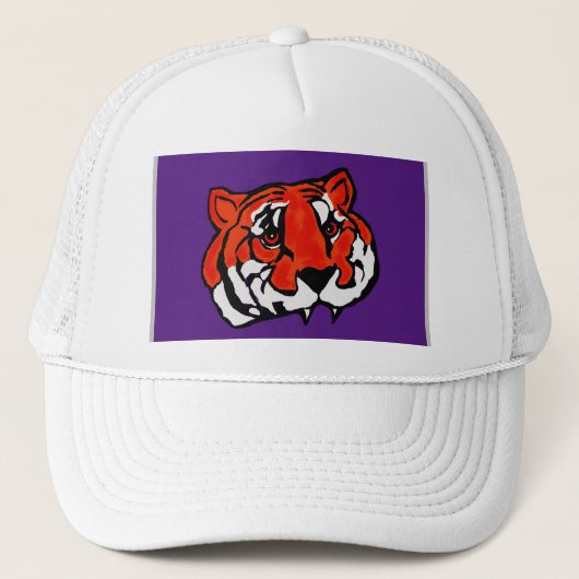 PAARSE EN ORANJE TIGER TRUCKER PET (Voorkant)