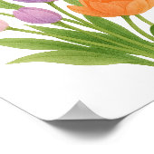 Paarse en Oranje Tulpenschildering Bloemstukken Mu Poster (Hoek)
