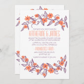 Paarse en Oranje uitnodiging tot het uitzenden van (Voorkant / Achterkant)