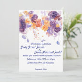 Paarse en Oranje uitnodiging voor een bruiloft (Staand voorkant)