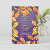 paarse en oranje uitnodigingen voor valbruiloft (Staand voorkant)