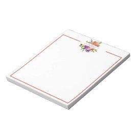 Paarse en oranje waterverf bloemstuk gepersonalise notitieblok