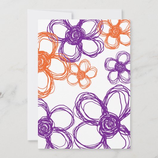 Paarse en Oranje Wilde Bloemen 5x7 Uitnodiging (Achterkant)