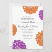 Paarse en Oranje Zinnia Flower Wedding Invitation Kaart (Voorkant)