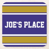  Paarse en oude goudsportstripes Kartonnen Onderzetters (Voorkant)