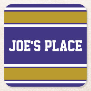 Paarse en oude goudsportstripes Kartonnen Onderzetters