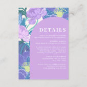 Paarse en paarsachtige pastel bloemige trouwdetail informatiekaartje (Voorkant)