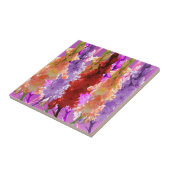 Paarse en peach Hollyhocks, Tegeltje (Zijkant)