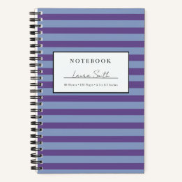 Paarse en periwinkle gestreepte gepersonaliseerde notitieboek