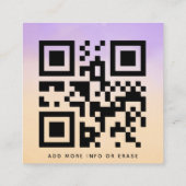 Paarse en perzige QR-code & Cute Logo Modern Vierkante Visitekaartje (Achterkant)