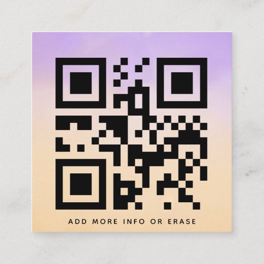 Paarse en perzige QR-code & Cute Logo Modern Vierkante Visitekaartje (Achterkant)
