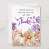 Paarse en Perzik Pompoen Bloem Thanksgiving Kaart (Voorkant)