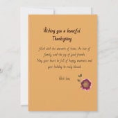 Paarse en Perzik Pompoen Bloem Thanksgiving Kaart (Achterkant)