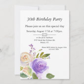 Paarse en perzik Waterverf,  Verjaardag Kaart (Voorkant)