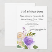 Paarse en perzik Waterverf,  Verjaardag Kaart (Voorkant / Achterkant)