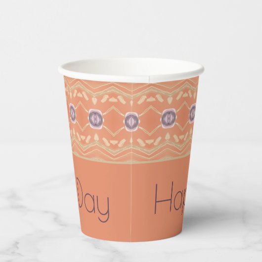 Paarse en perzikpatroon papieren bekers (Rechts)