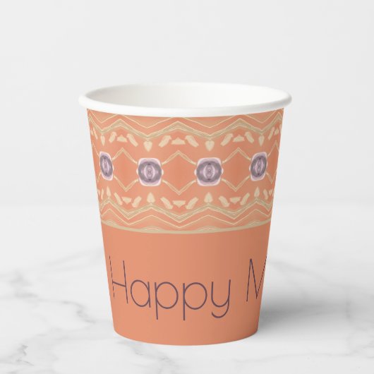 Paarse en perzikpatroon papieren bekers (Voorkant)