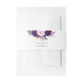 Paarse en Plum Waterverf Flowers Uitnodigingen Wikkel