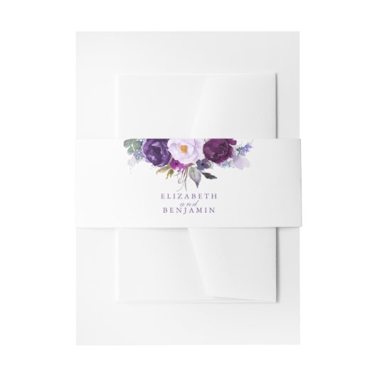 Paarse en Plum Waterverf Flowers Uitnodigingen Wikkel (Voorkant Voorbeeld)