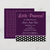 Paarse en Polka Dots Little Princess Baby shower Kaart (Voorkant / Achterkant)