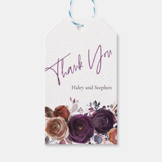 Paarse en Pruim Persoonlijke Favor Cadeaulabel (Voorkant)