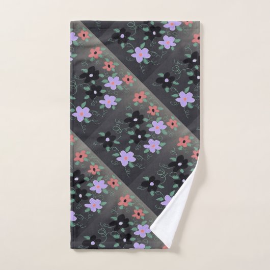 Paarse en rode bloemen bad handdoek (Handdoek)