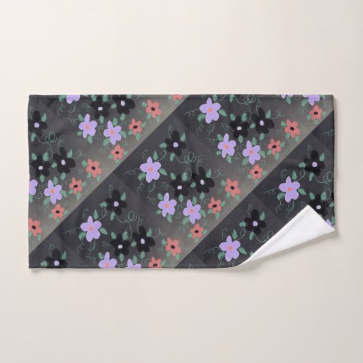 Paarse en rode bloemen bad handdoek (Handdoek)