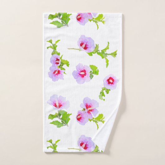 Paarse en rode bloemen bad handdoek (Handdoek)