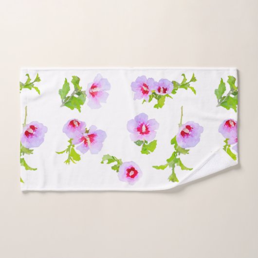 Paarse en rode bloemen bad handdoek (Handdoek)
