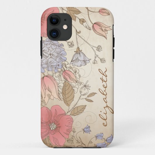  Paarse en Rode Bloemen iPhone 5 Hoesje (Achterkant)