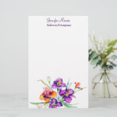 Paarse en rode gepersonaliseerde Iris Briefpapier (Staand voorkant)