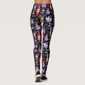 Paarse en rode Halloween cocktails en drankjes Leggings (Achterkant)