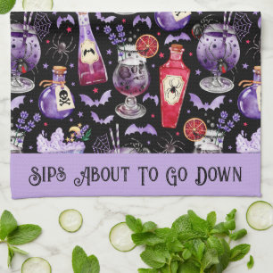 Paarse en rode Halloween cocktails en drankjes Theedoek
