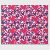 Paarse en rode harten cadeaupapier (Vlak)