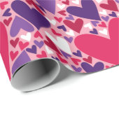 Paarse en rode harten cadeaupapier (Rol Hoek)