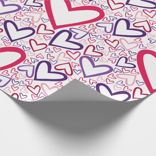 Paarse en rode harten cadeaupapier (Hoek)
