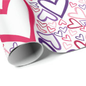 Paarse en rode harten cadeaupapier (Rol Hoek)