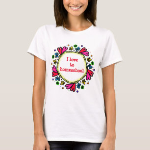 Paarse en rode harten Ik hou van Homeschool T-shirt