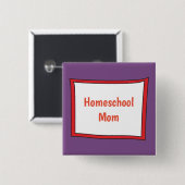 paarse en rode homeschool moeder vierkante button 5,1 cm (Voorkant /achterkant)