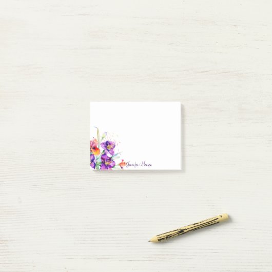 Paarse en rode Iris gepersonaliseerd Post-it® Notes (Op bureau)