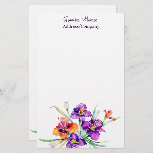 Paarse en rode Iris op maat Briefpapier (Voorkant / Achterkant)